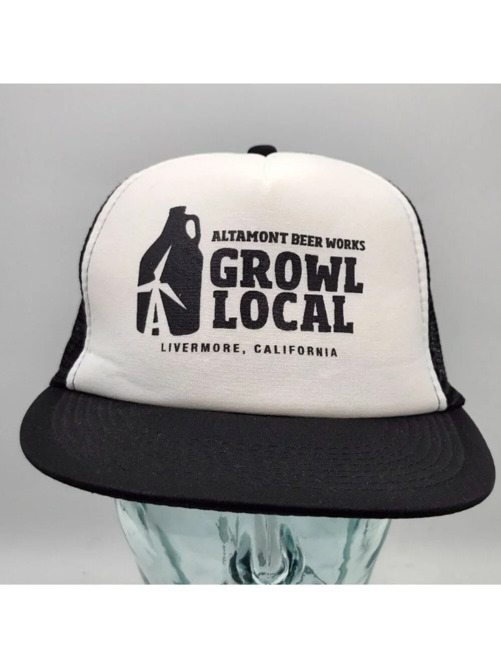 Altamont Beer Works Growl Local Snapback Trucker Hat Black White Livermore CA